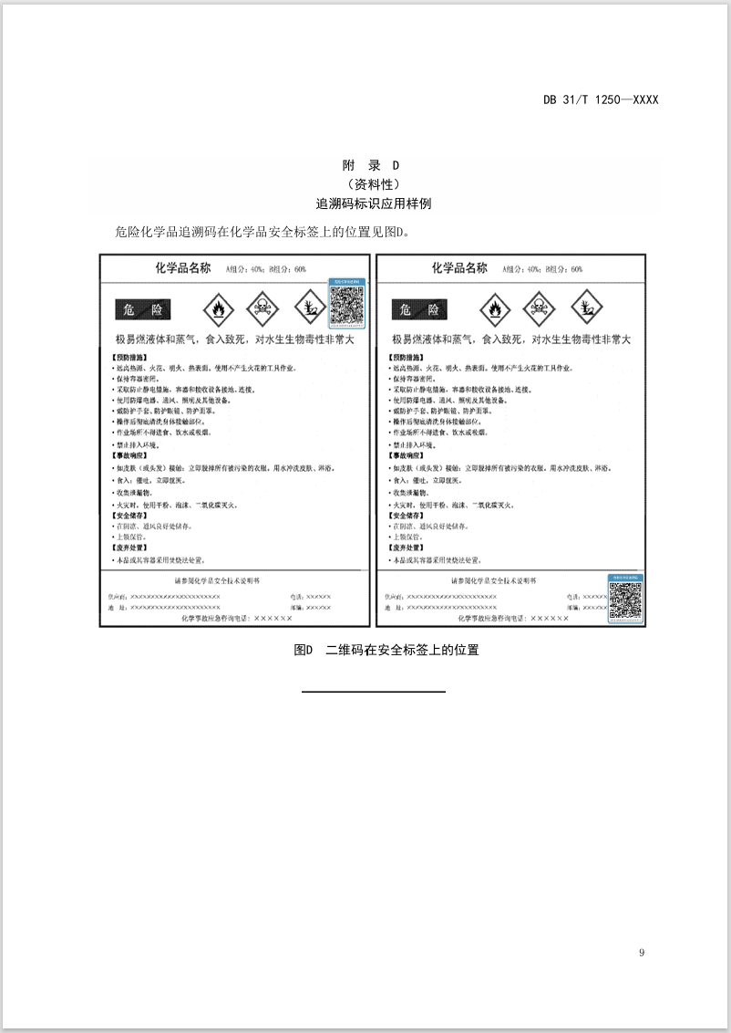 上海,危險化學品,追溯碼,地方標準,DB 31/T 1250
